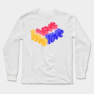 Love LOVE LOVE - Graphic Typography Design Long Sleeve T-Shirt